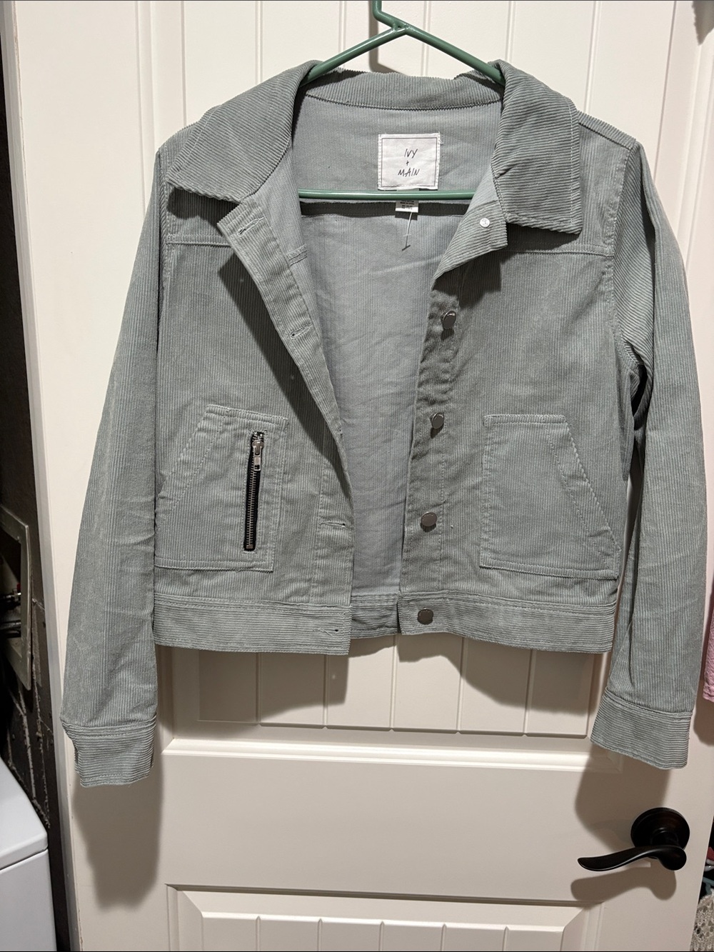 Madewell Corduroy Trucker Jacket in Sage Green